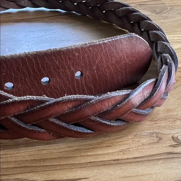 Ralph Lauren Braided Leather Belt in Brown with Brass Buckle - Picture 6 of 9